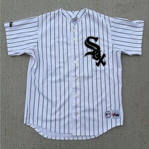 Vintage Majestic Chicago White Sox Ordonez #30 Pinstripe Jersey USA - Mens L